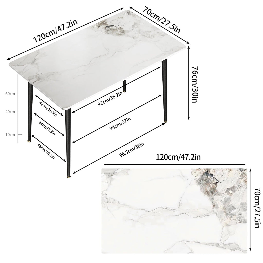 Gloss 6 Seat Rectangular Marble Dining Table