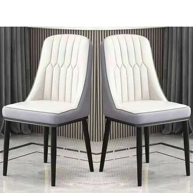Luxury Nordic Leather Pair of Dining Chairs
