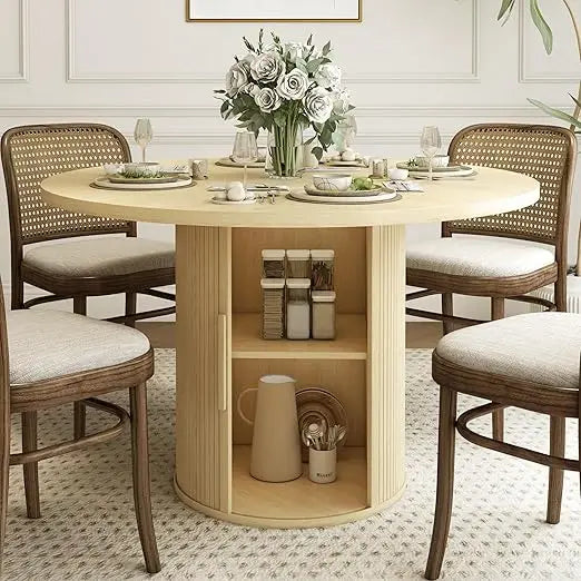 47 Inch Modern Round Dining Table for 4