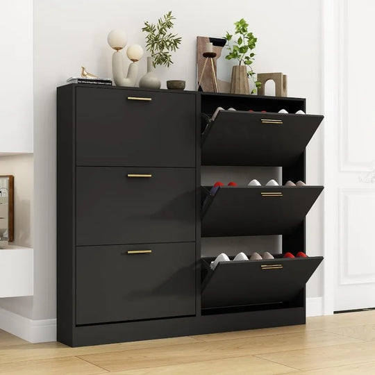 Modern Shoe Cabinet with Luxury Flip Drawers