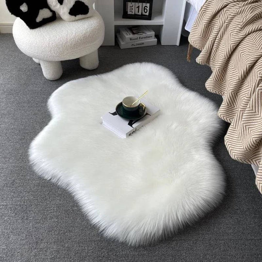 White Soft Fluffy Faux Fur Area Rug