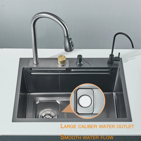 Stainless Steel Waterfall Kitchen Sink and Faucet