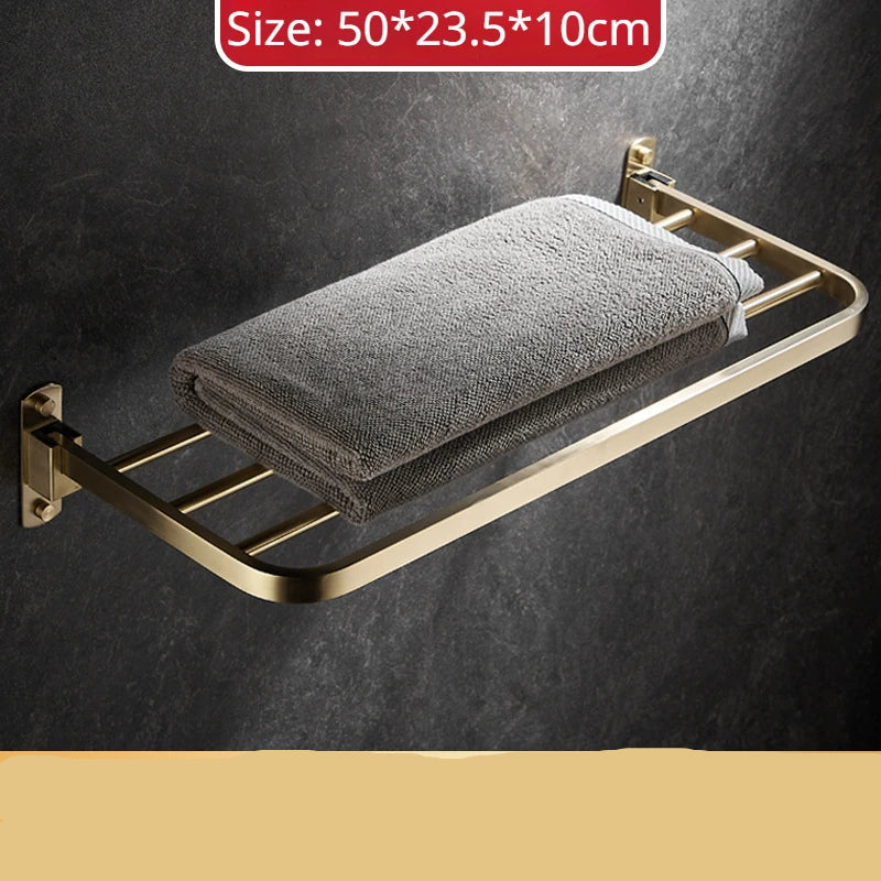 Gold Bathroom Folding Towel Rack