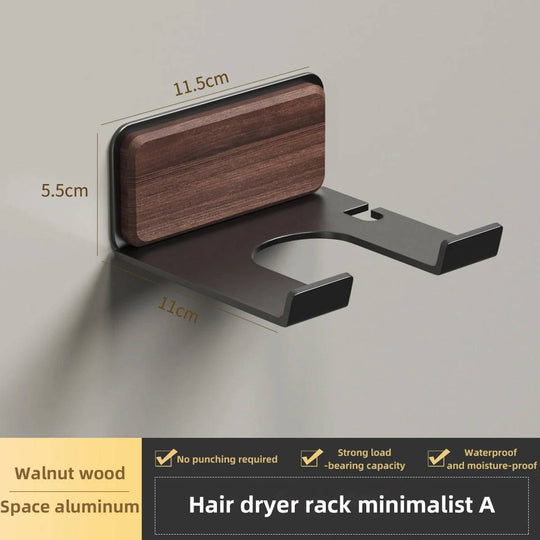 Modern Walnut Hairdryer Holder
