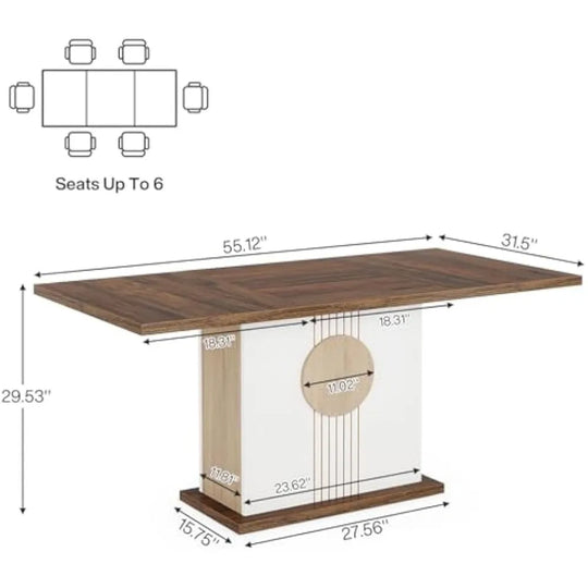 Rectangular Wooden Dining Table 55" for 4 to 6 People