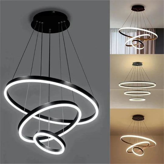 Luxury Adjustable LED Ring Chandelier