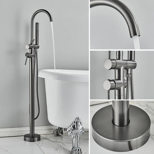 Luxury Matt Black Standing Bathtub Shower Faucets