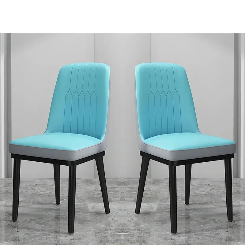 Luxury Nordic Leather Pair of Dining Chairs