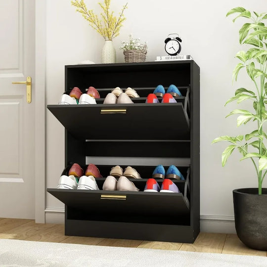 Modern Shoe Cabinet with Luxury Flip Drawers