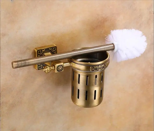 Aluminum Antique Toilet Brush Holder with Brush