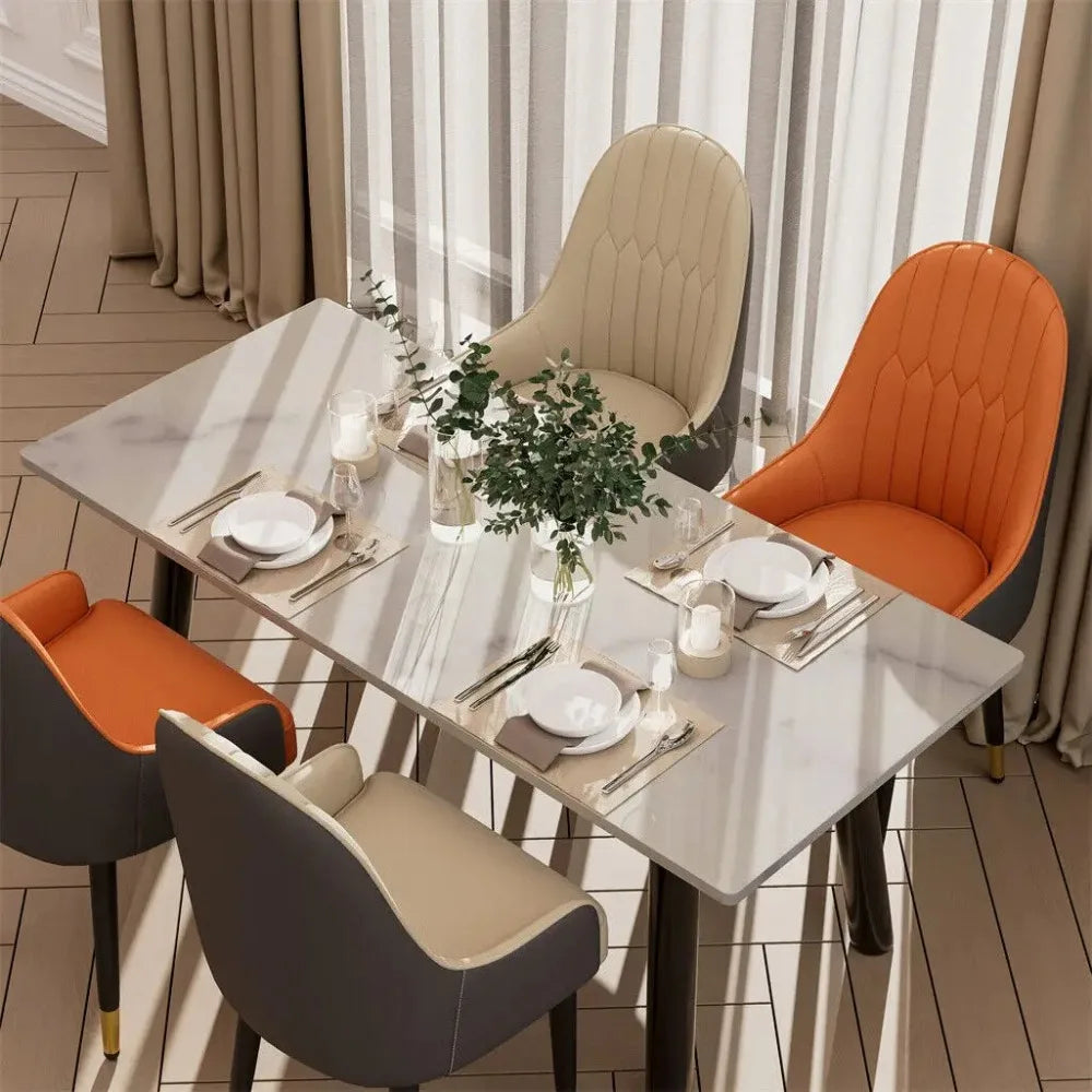 Luxury Nordic Leather Pair of Dining Chairs