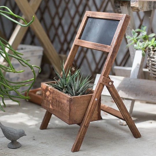 Retro Wooden Plant Stand  with Blackboard