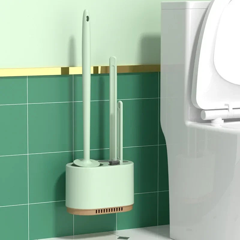 Modern Wall Mounted Silicone 3in1 Toilet Brush Holder