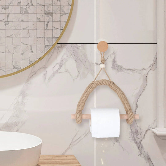 Natural Modern Wooden Toilet Paper Holder