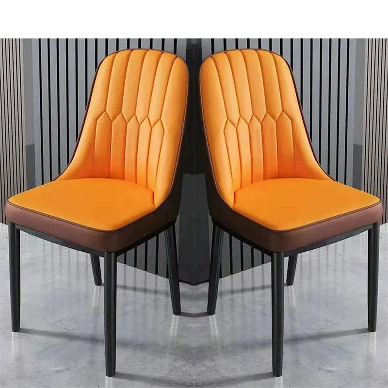 Luxury Nordic Leather Pair of Dining Chairs