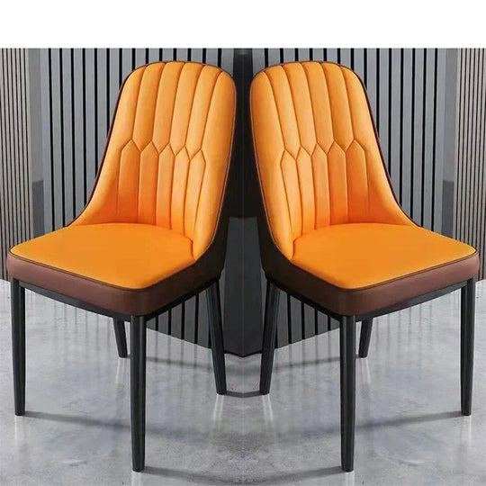 Luxury Nordic Leather Pair of Dining Chairs
