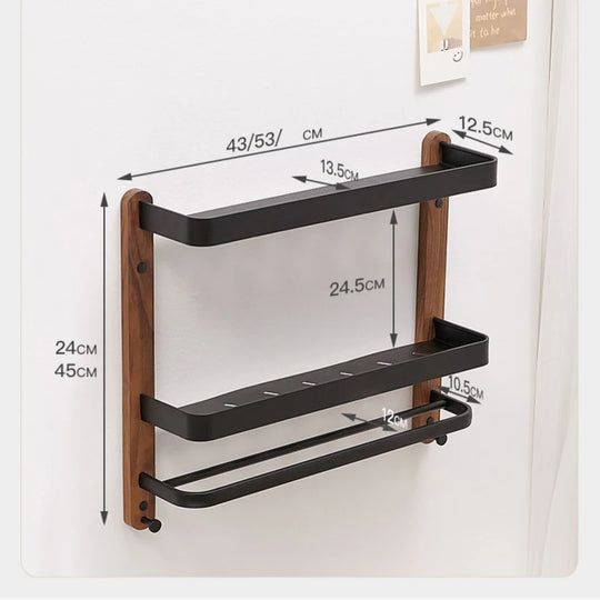 Wooden and Aluminum Bathroom Shelves