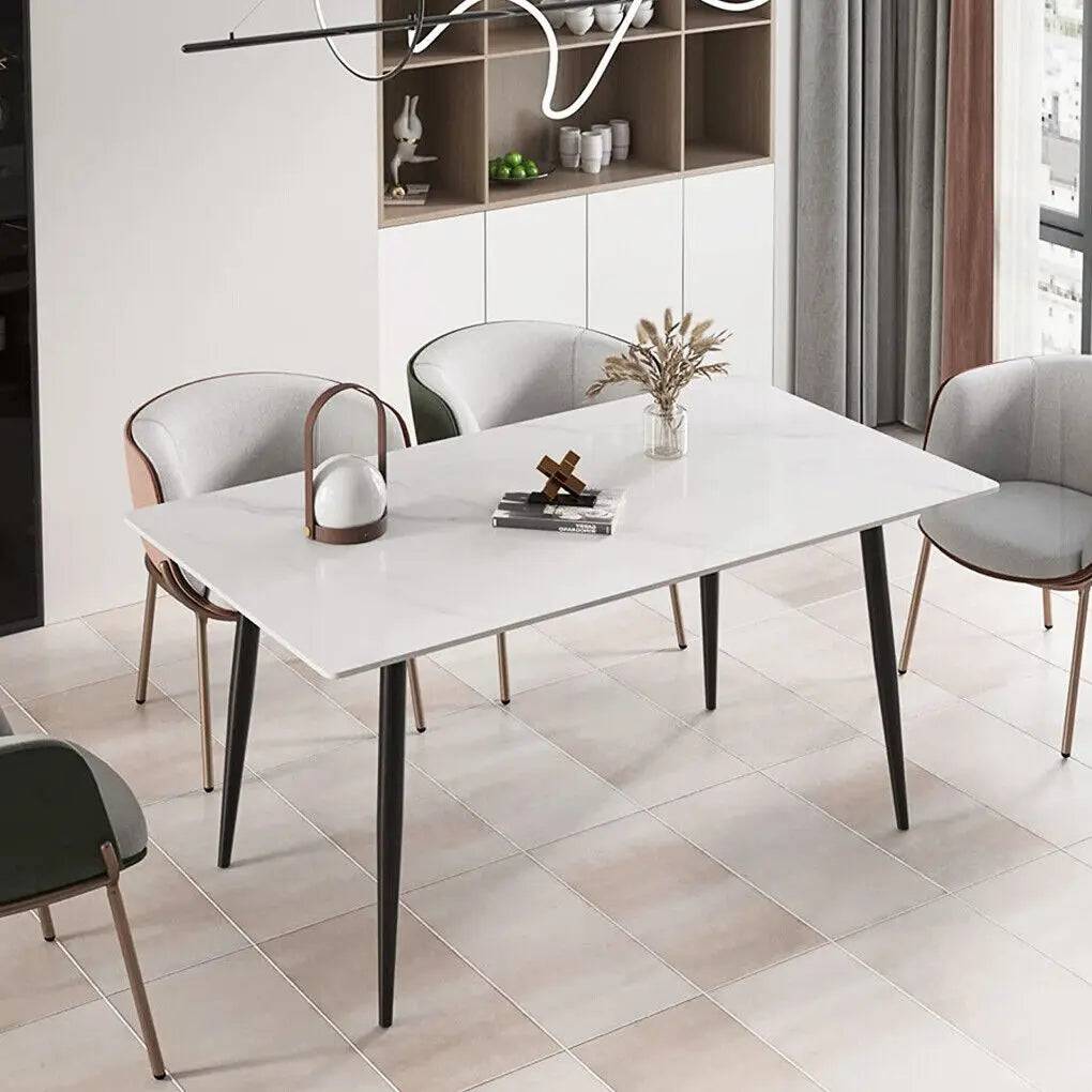 Gloss 6 Seat Rectangular Marble Dining Table