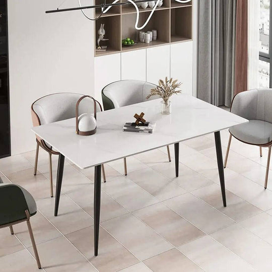 Gloss 6 Seat Rectangular Marble Dining Table