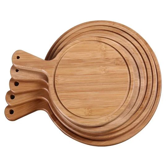 Durable Round Wooden Pizza Paddle Serving Board