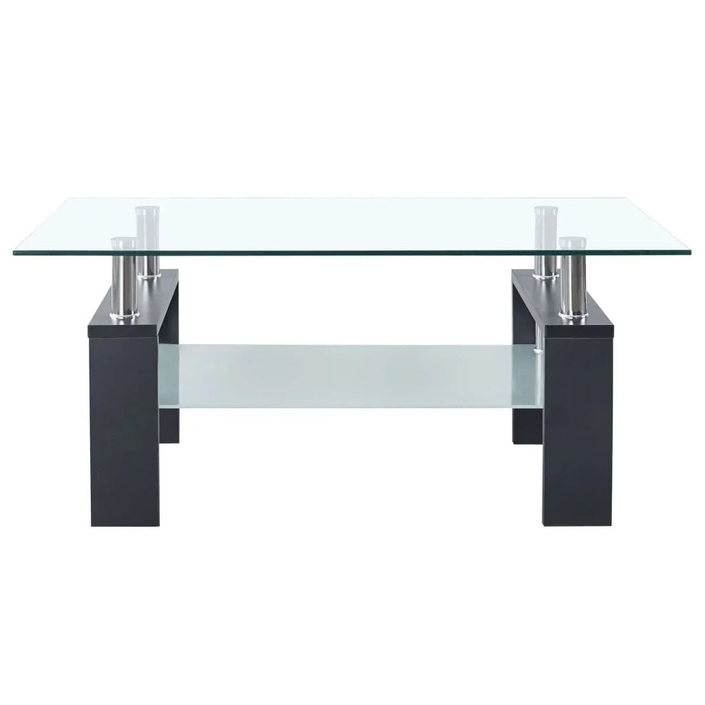Grey Tempered Glass Coffee Table (95x55x40 cm)
