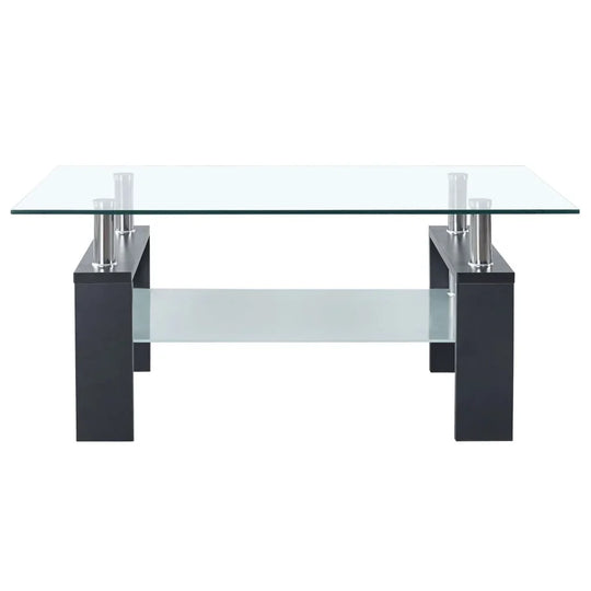 Grey Tempered Glass Coffee Table (95x55x40 cm)