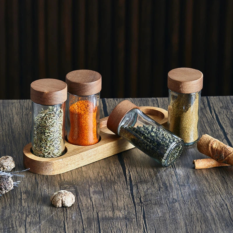 Set of Glass Seasoning Jars