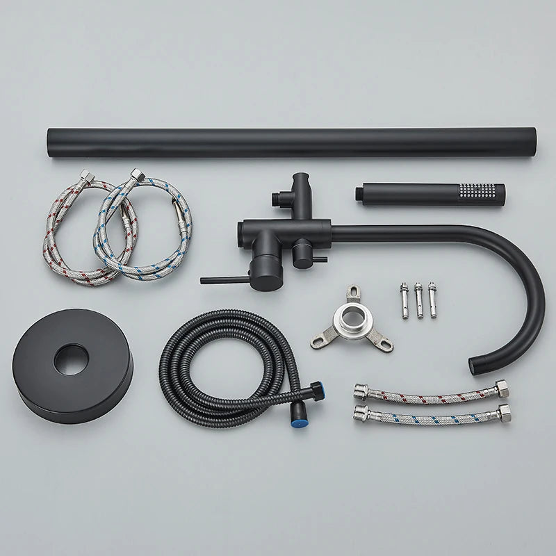 Luxury Matt Black Standing Bathtub Shower Faucets