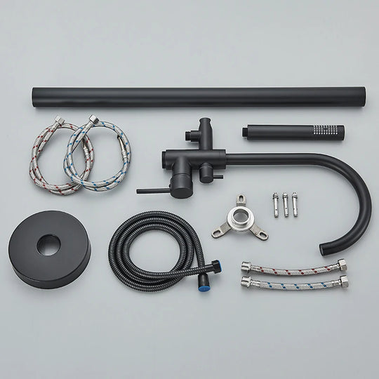 Luxury Matt Black Standing Bathtub Shower Faucets