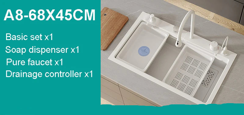 Nano White Kitchen Sink