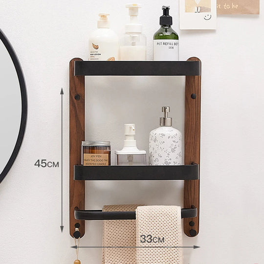 Wooden and Aluminum Bathroom Shelves