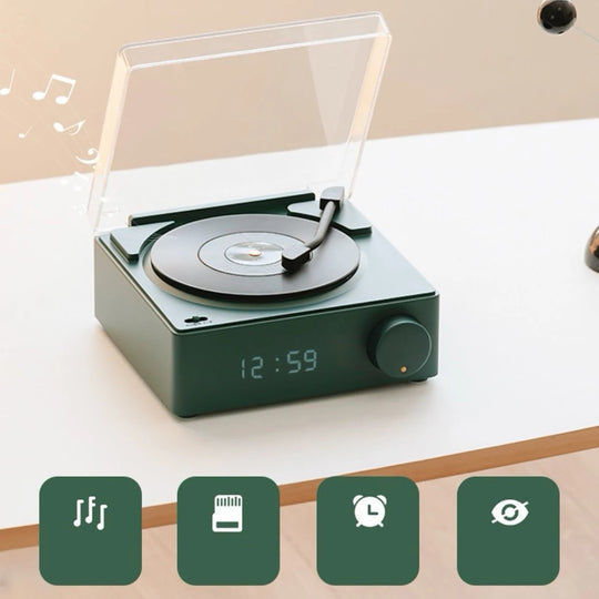 Mini Record Wireless Bluetooth Alarm Clock