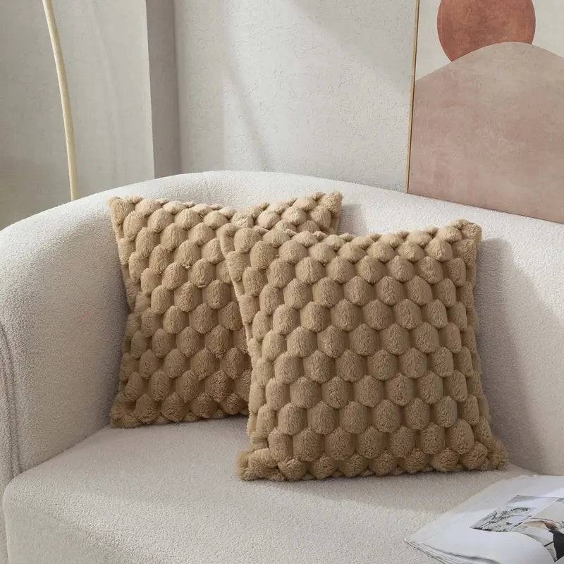 Pineapple Grid Soft Plush Throw Pillowcase