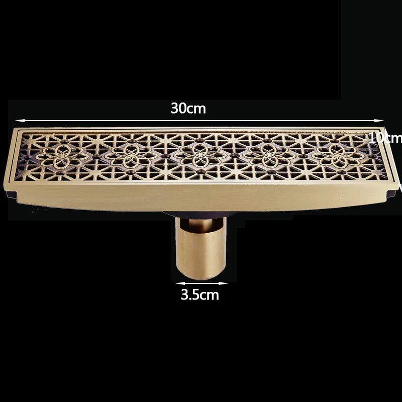 Rectangle Brass Carved Drain
