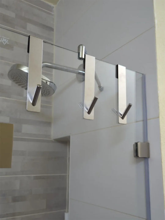 Modern Stainless Steel Over Shower Robe, Towel Hooks