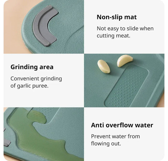 Green 2 Sided Chopping Board, Stainless Steel and Plastic