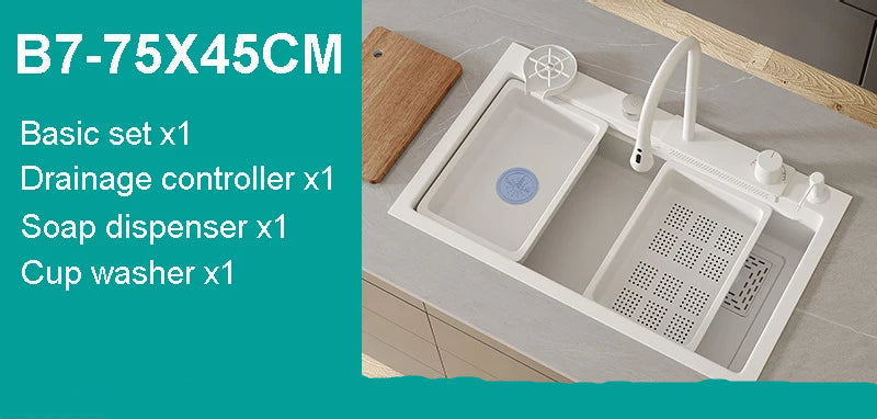 Nano White Kitchen Sink