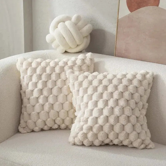 Pineapple Grid Soft Plush Throw Pillowcase