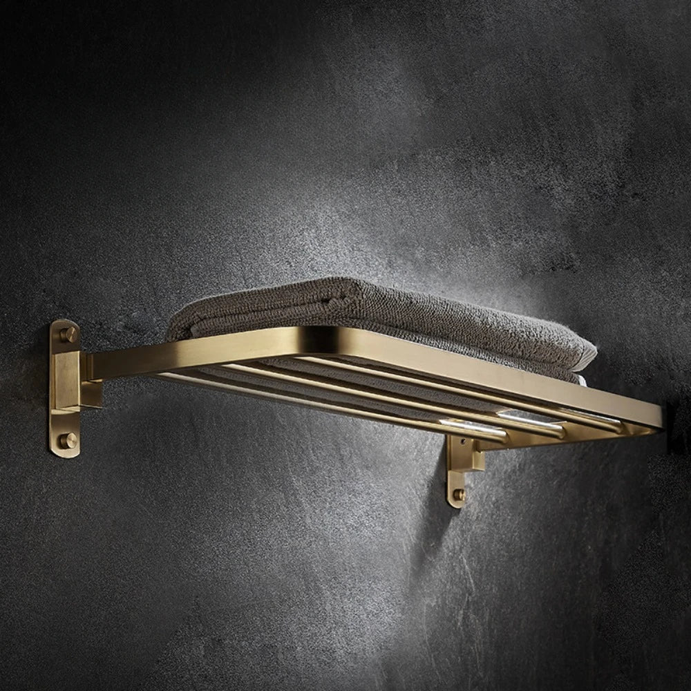 Gold Bathroom Folding Towel Rack