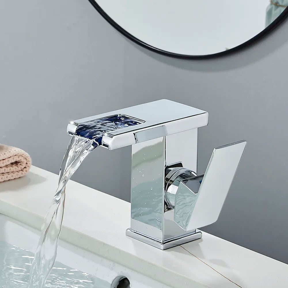 LED Bathroom Waterfall Mixer Faucet