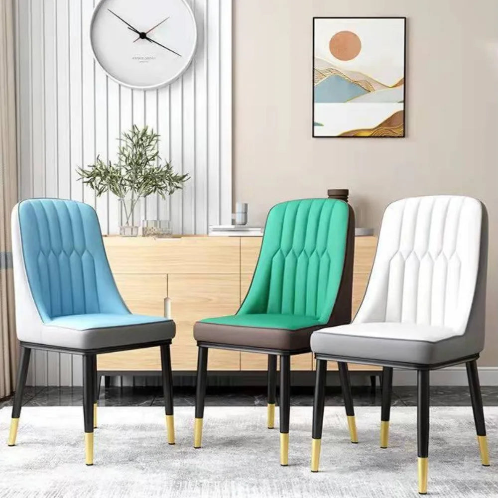 Luxury Nordic Leather Pair of Dining Chairs