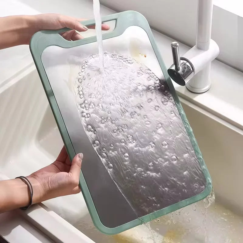 Green 2 Sided Chopping Board, Stainless Steel and Plastic