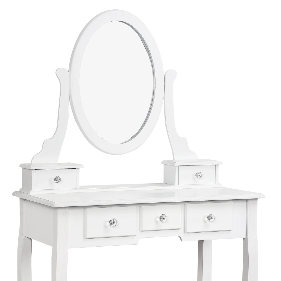 White Dressing Table with Mirror & Stool