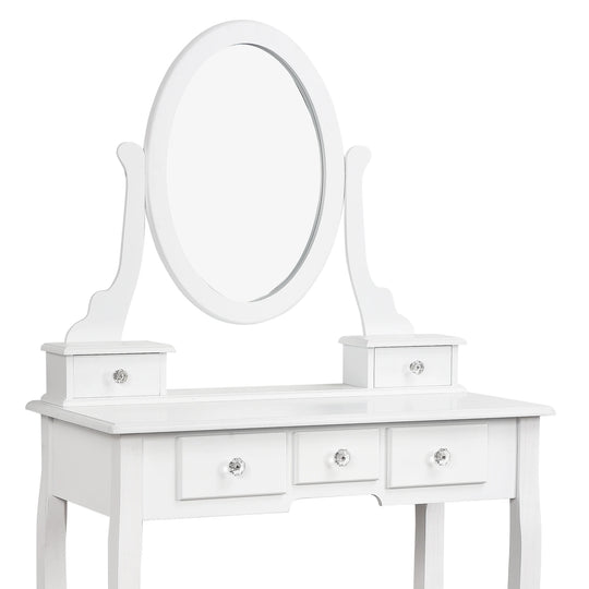 White Dressing Table with Mirror & Stool