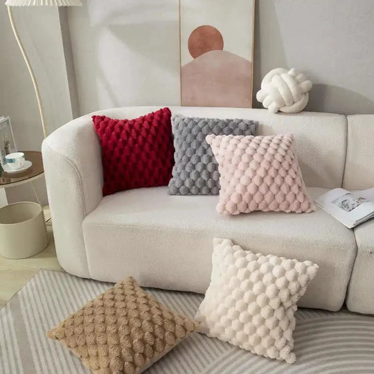 Pineapple Grid Soft Plush Throw Pillowcase