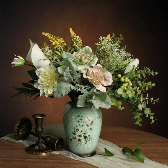 Artificial Flowers And Ceramic Vase