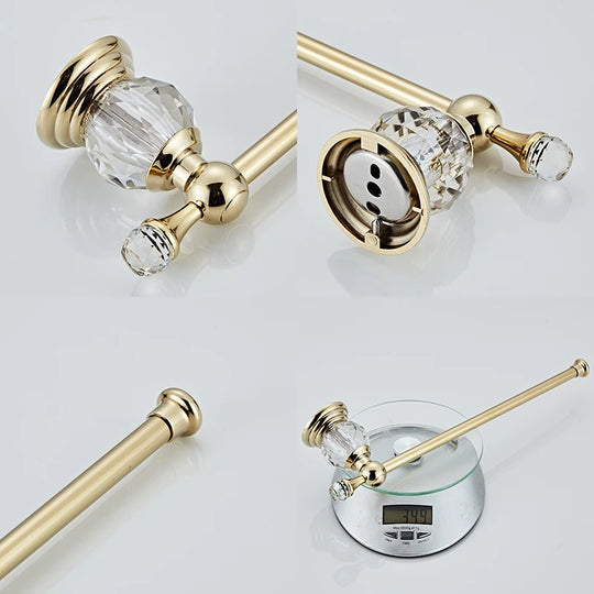 Golden Crystal Bathroom Hardware Set