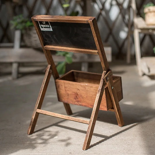 Retro Wooden Plant Stand  with Blackboard