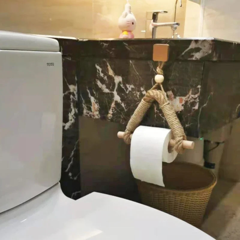 Natural Modern Wooden Toilet Paper Holder