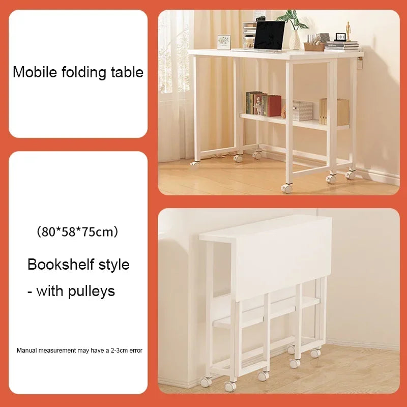 Modern Folding Mobile Computer Desk with Wheels